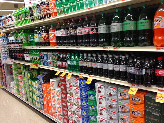 Sugary Drinks Supermarket Shelf